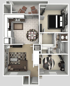 Two Bedroom / One Bath -B1